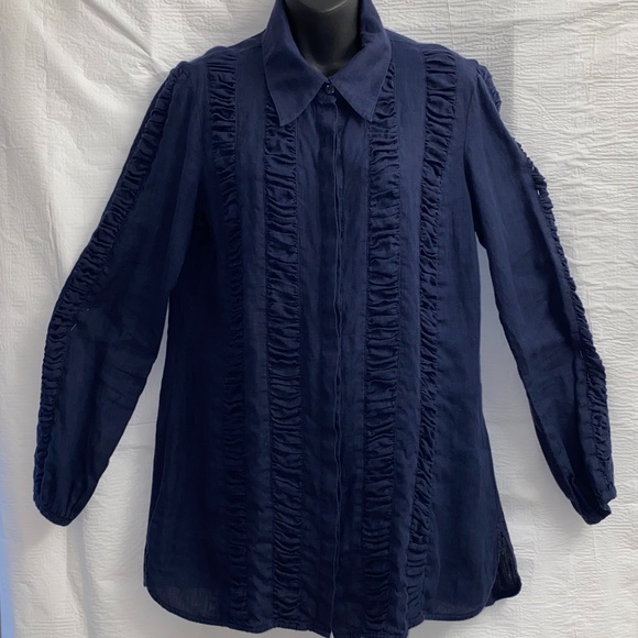 Anne Fontaine Tops - Anne Fontaine Samedi Indigo Linen Blouse sz 42